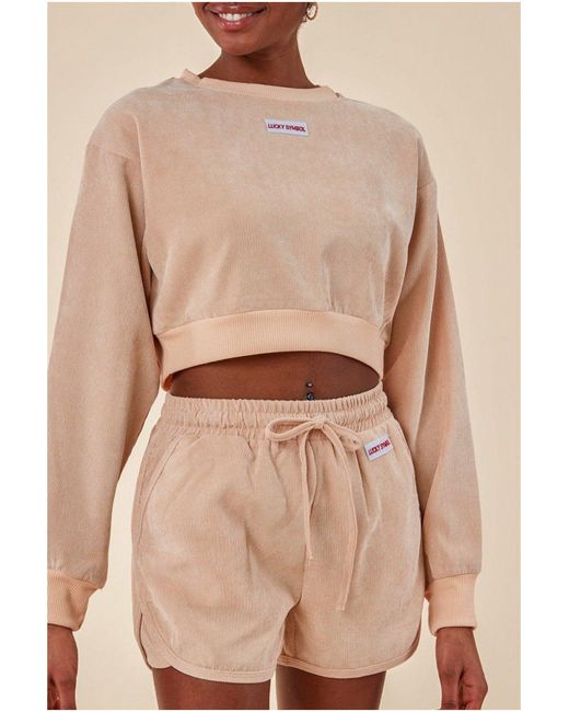 Cosmochic Natural Oversized Cropped Jumper & Short Set