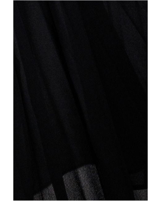 Goddiva Black Strapless Maxi Dress With Pleated Chiffon Cape