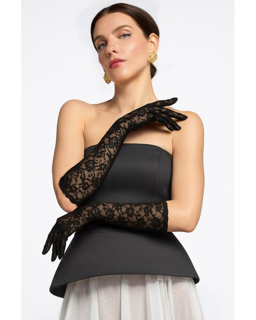 Goddiva White Stretch Lace Gloves