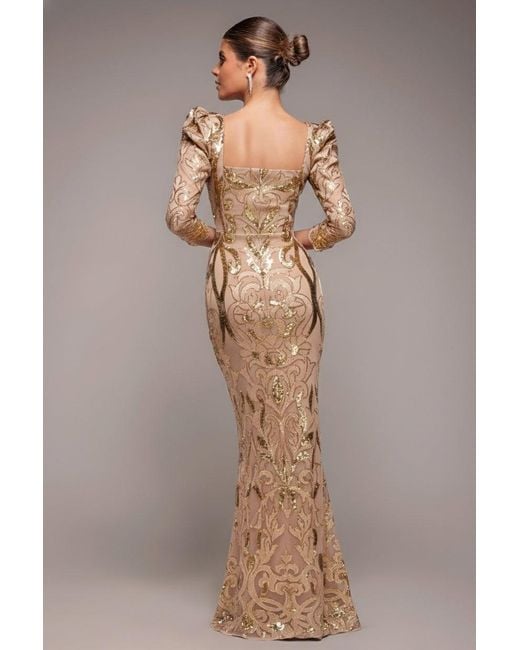 Goddiva Pink Square Neck Scalloped Lace Maxi