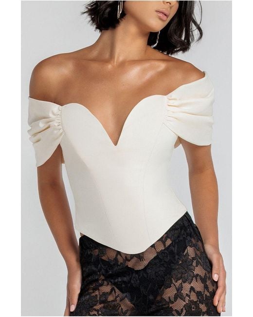 Goddiva Brown Bardot Corset Top