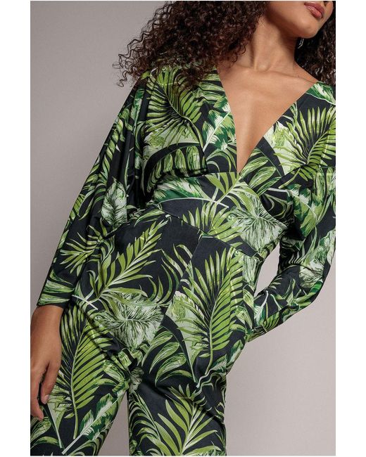 Goddiva Green Tropical Print Jumpsuit