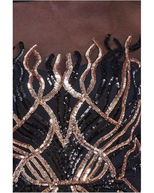 Goddiva Black Long Sleeve Sequin Flame Midi Dress