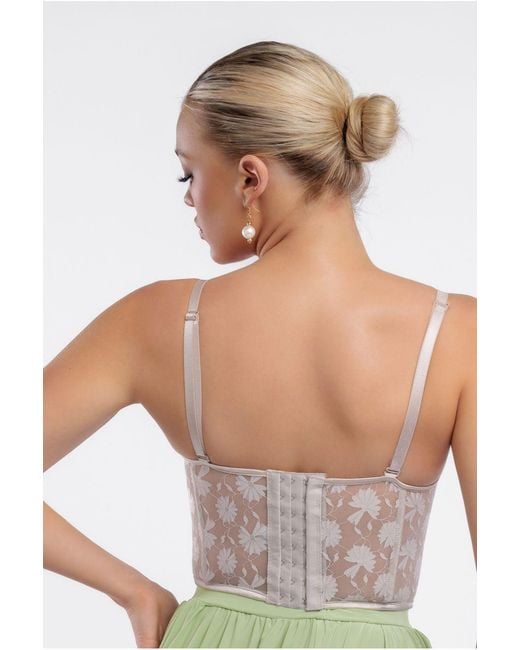 Goddiva Black Textured Floral Mesh Corset