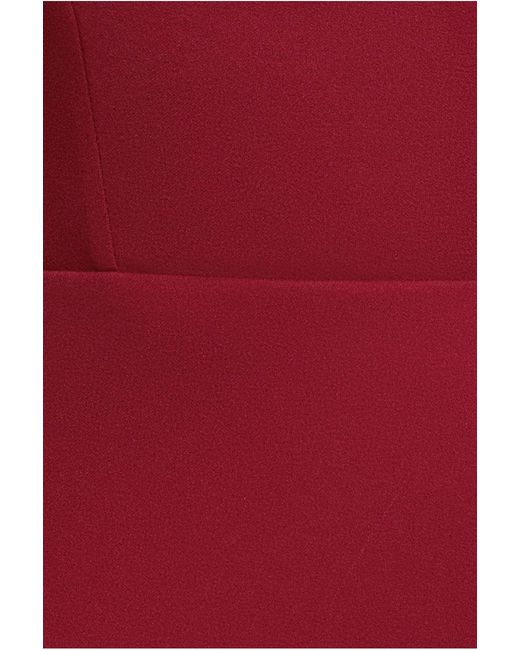 Goddiva Red Plunging Neck Pleated Sleeve Scuba Mini Dress