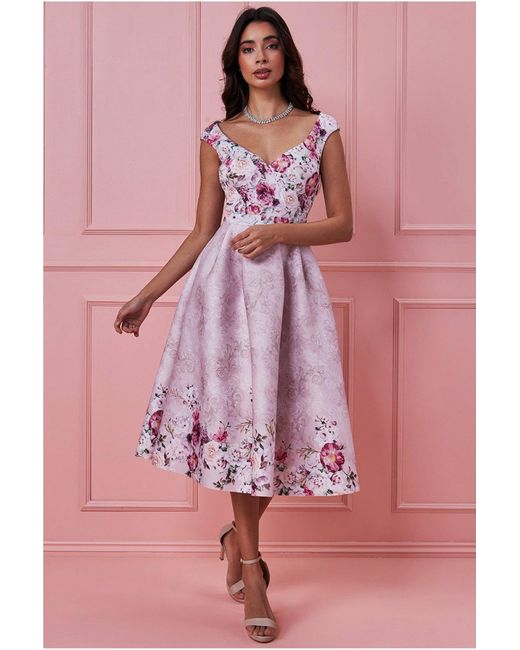 Goddiva Sweetheart Floral Midi Dress in 