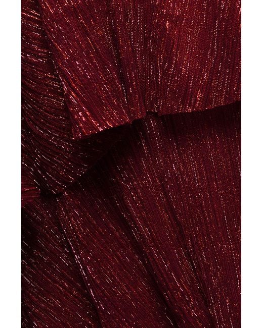 Goddiva Crinkle Lurex High Low Layered Midi Dress