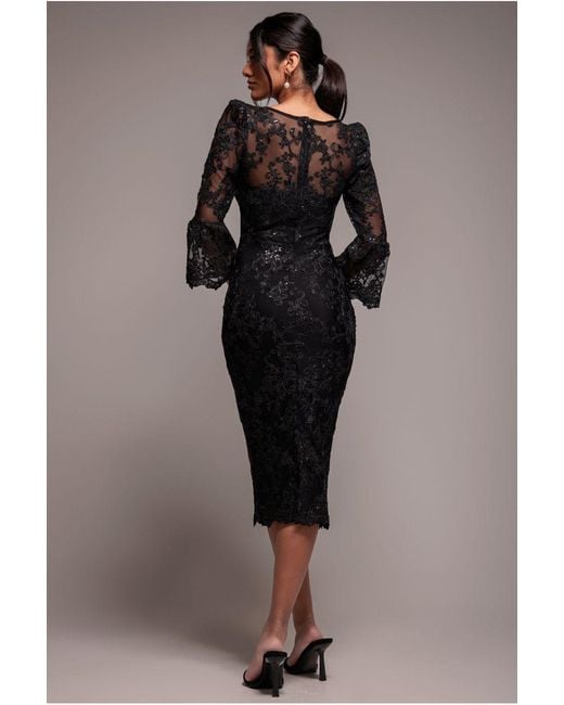 Goddiva Black Scallop Lace Midi