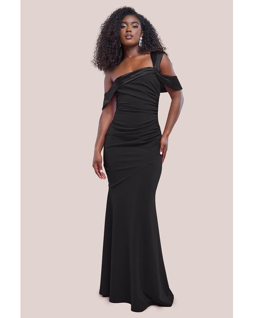 Goddiva One Shoulder Satin Band Maxi Dress in Black Lyst UK