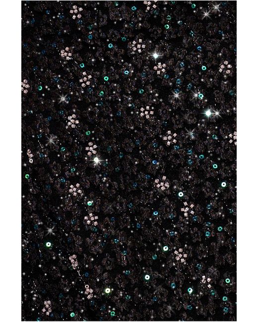 Goddiva Black Bead Embellished Jacquard A Line Midi Dress