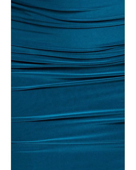 Goddiva Blue Cut Out Ruched Midi With Drawstring