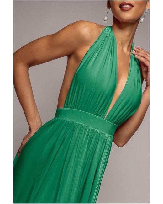 Goddiva Green Soft Touch Multiway Skater Mini Dress