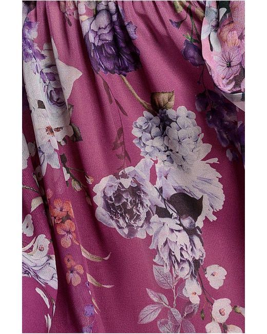 Goddiva Pink Flutter Sleeve A-Line Chiffon Floral Printed Midi Dress