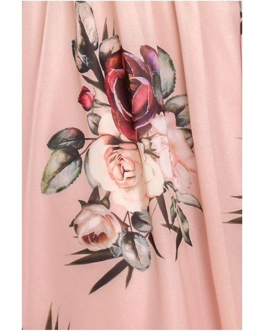 Goddiva Pink Floral Midi Wrap Dress