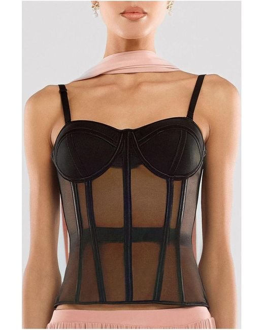 Goddiva Black Sheer Panel Mesh Corset