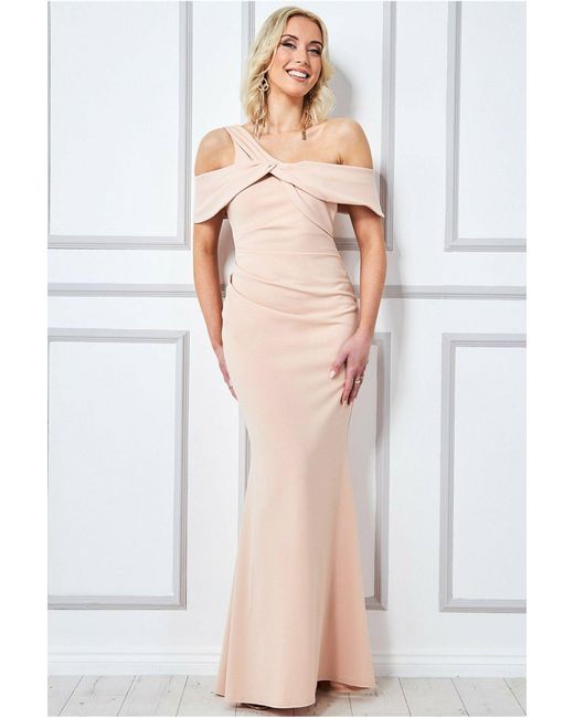 Goddiva Natural One Shoulder Knot Maxi