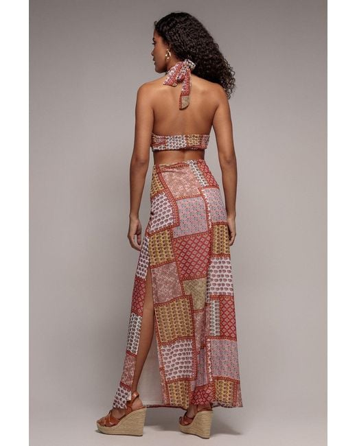 Goddiva Multicolor Halter Neck Printed Maxi Dress