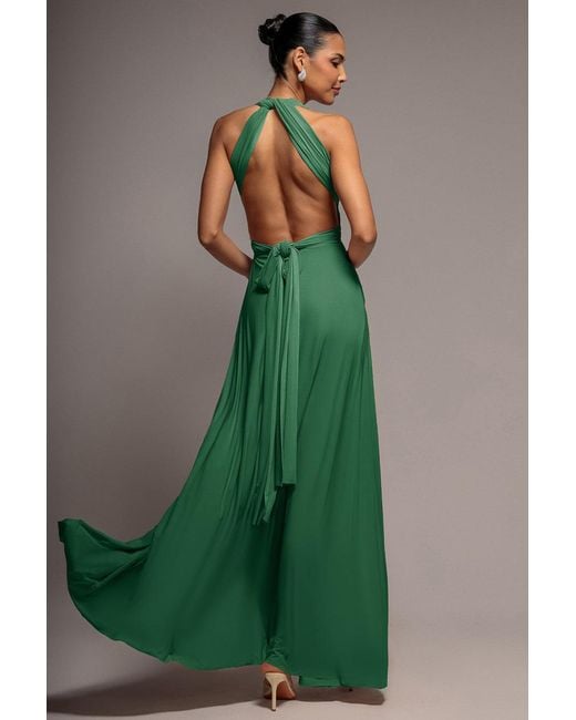 Goddiva Green Multiway Tie-Up Maxi Dress