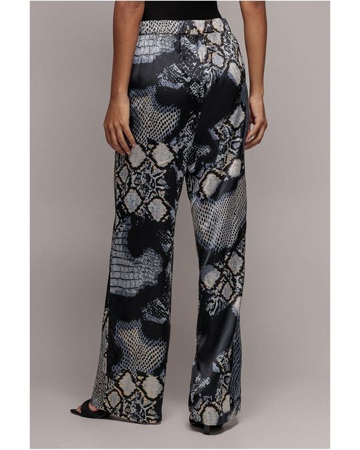 Goddiva Black Foil Print Wide Leg Trousers