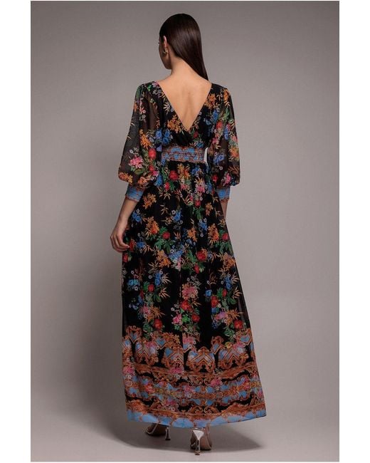 Goddiva Green Chiffon Wrap Border Floral Print Maxi Dress