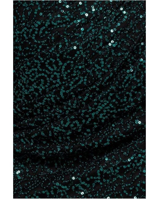 Goddiva Blue Sequin Cowl One Shoulder Midi Dress