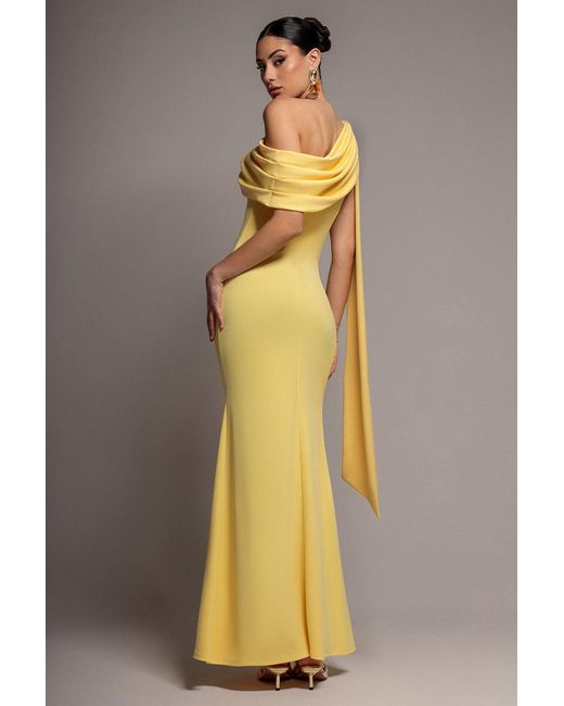 Goddiva Multicolor Sash One Shoulder Bardot Maxi Dress
