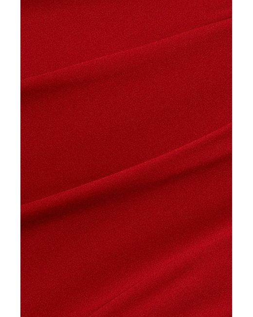 Goddiva Red Satin & Scuba Off The Shoulder Maxi Dress