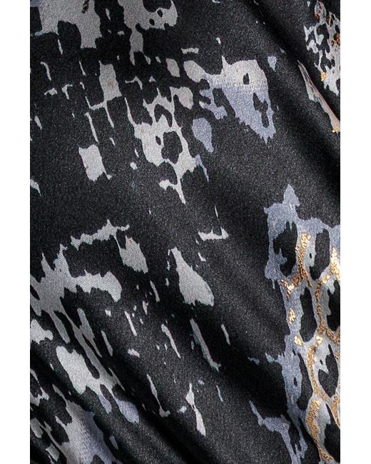 Goddiva Black Foil Print Wrap Midi With Tassels