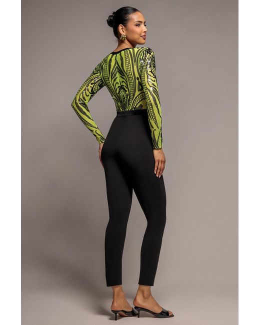 Goddiva Multicolor Deep V Neck Sequin Embroidered Jumpsuit