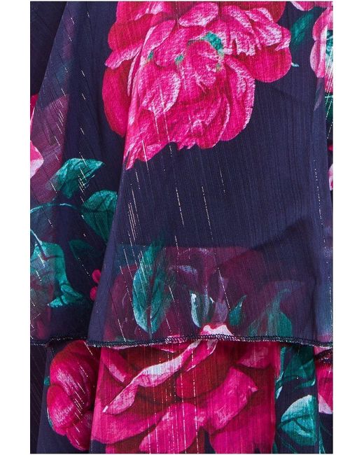 Goddiva Pink Maternity Layered Floral Midi Dress With Flutter Sleeves