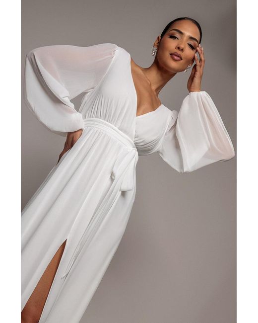 Goddiva Gray Wrap Back Maxi With Front Slit Chi On Maxi