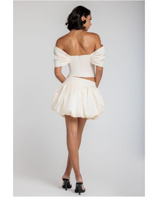 Goddiva White Bengaline Balloon Mini Skirt