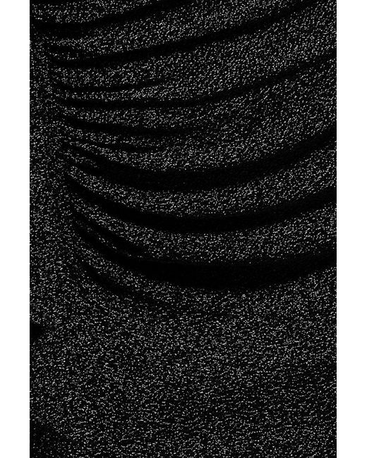 Goddiva Black Sparkle Bardot Maxi With Waterfall Ruffle
