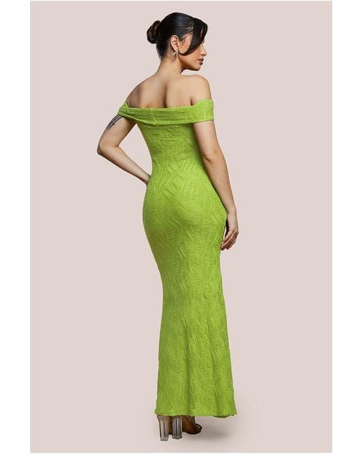 Goddiva Green Front Knot Twist Maxi Dress