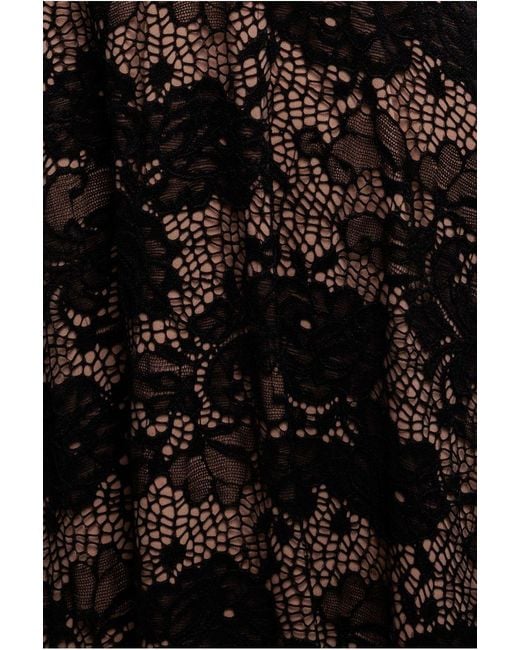 Goddiva Black Scalloped Lace A-Line Midi Dress