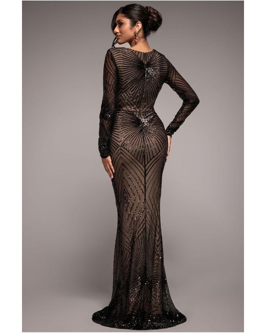 Goddiva Black Starburst Sequin Maxi