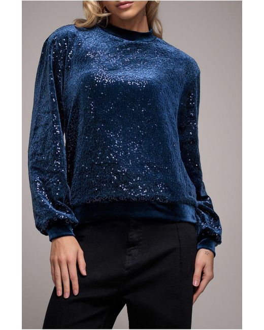 Goddiva Blue Sequin Velvet Jumper