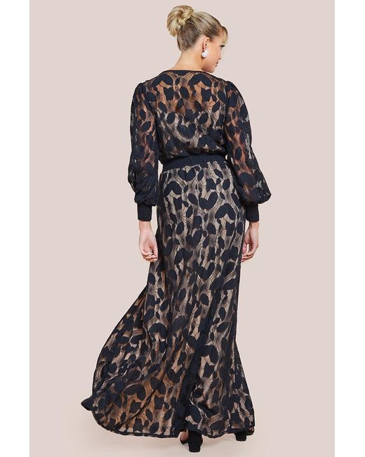 Goddiva Asymmetric Gathered Front Split Maxi Skirt - Black main image 0