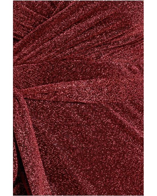 Goddiva Red Wrap Style Spaghetti Strap Maxi With Split