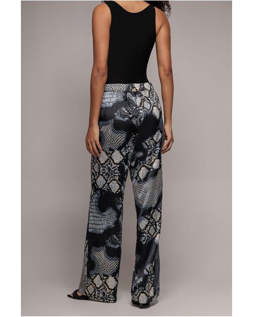 Goddiva Black Foil Print Wide Leg Trousers