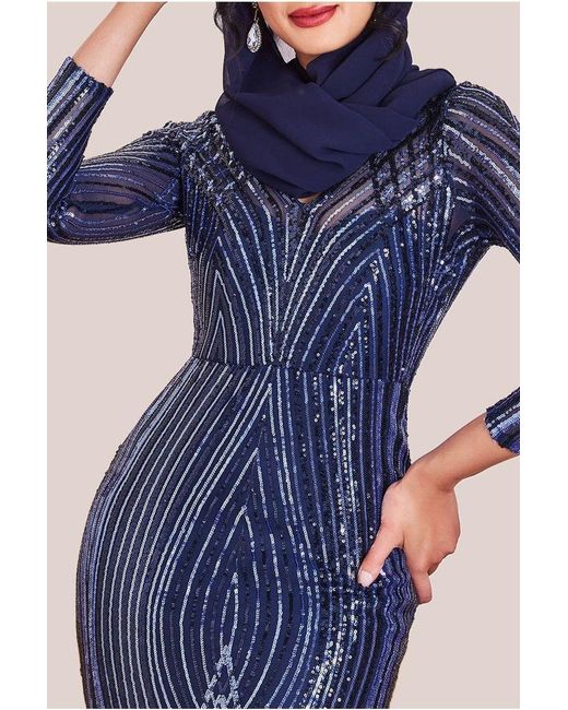 Goddiva Blue Modesty Two Toned Sequin Maxi