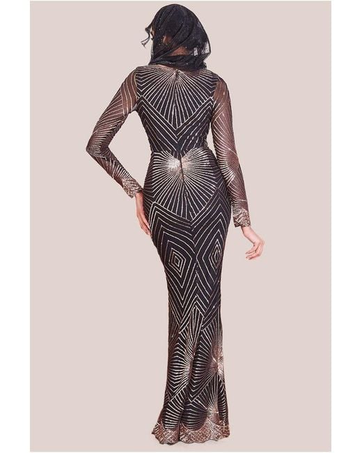 Goddiva Multicolor Modesty Contrast Sequin Maxi Dress