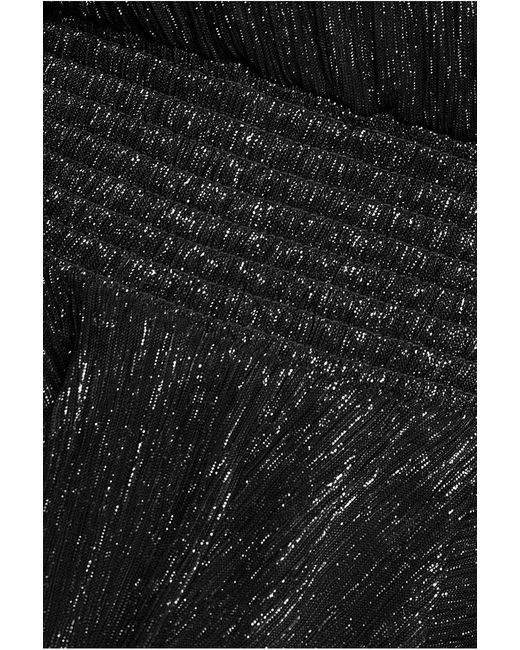 Goddiva Black Crinkle Lurex High Low Layered Midi Dress