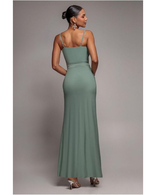 Goddiva Multicolor Wrap Front Maxi Slip Dress With Waist Tie-Up