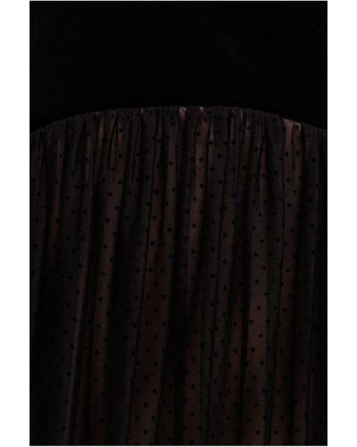Goddiva Black Velvet And Dobby Mesh A Line Halter Maxi Dress