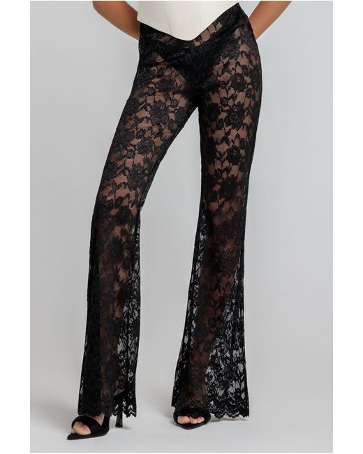 Goddiva Blue Bootcut Scalloped Lace Trouser