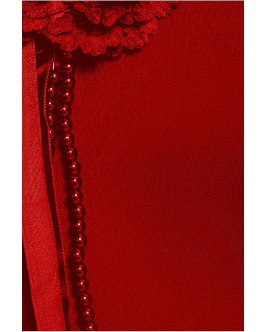 Goddiva Red Racer Neck Corsage Scuba Maxi
