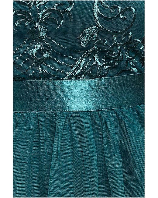 Goddiva Green Embroidered Mesh Maxi Dress