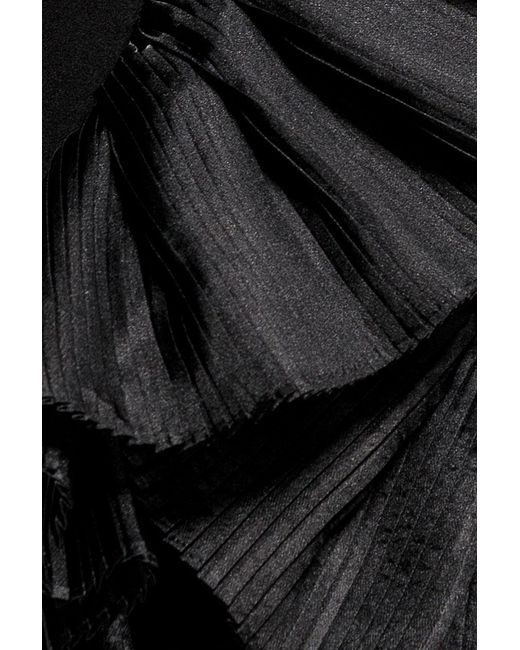 Goddiva Blue One Shoulder Pleated Fan Maxi