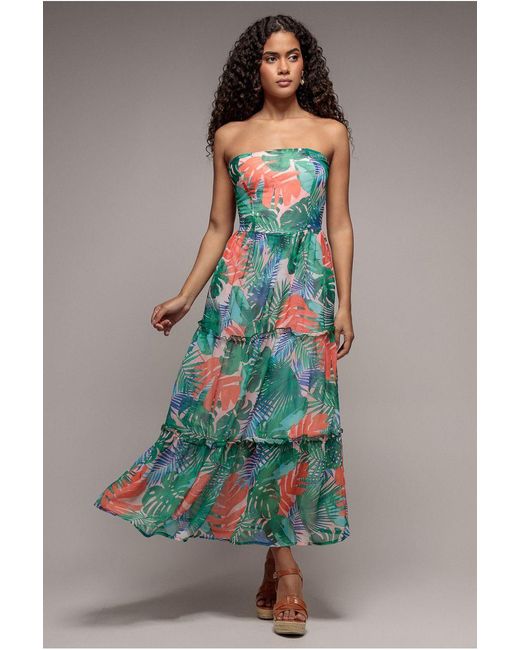 City Goddess Blue Boobtube Printed Maxi